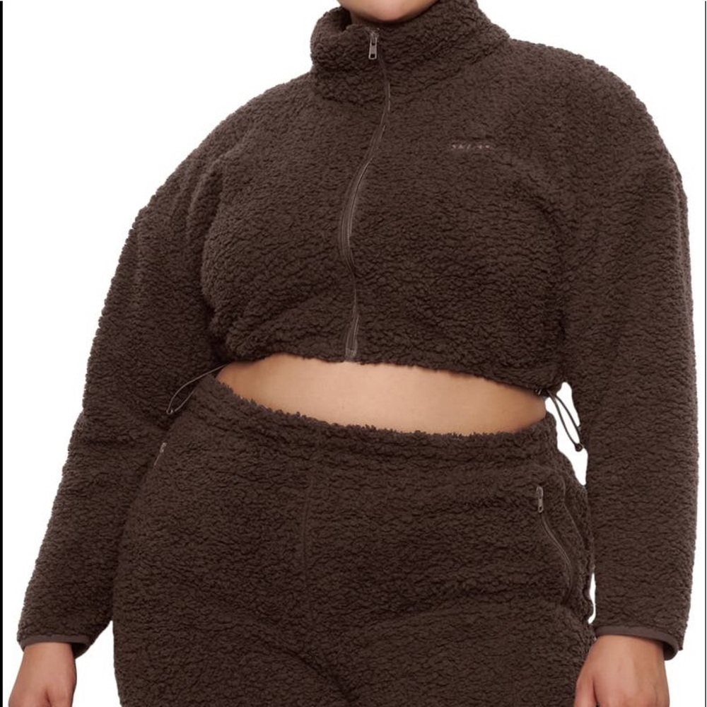Skims Teddy Zip Up Cropped Jacket
